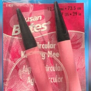 Susan Bates Circular Knitting Needle, 17 US, 29 inches, pink and black